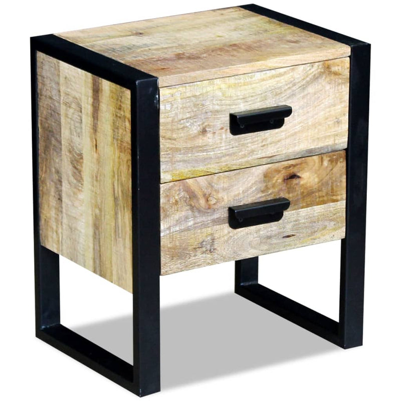 vidaXL 43x33x51 cm 2 fiókos tömör mangófa kis asztal