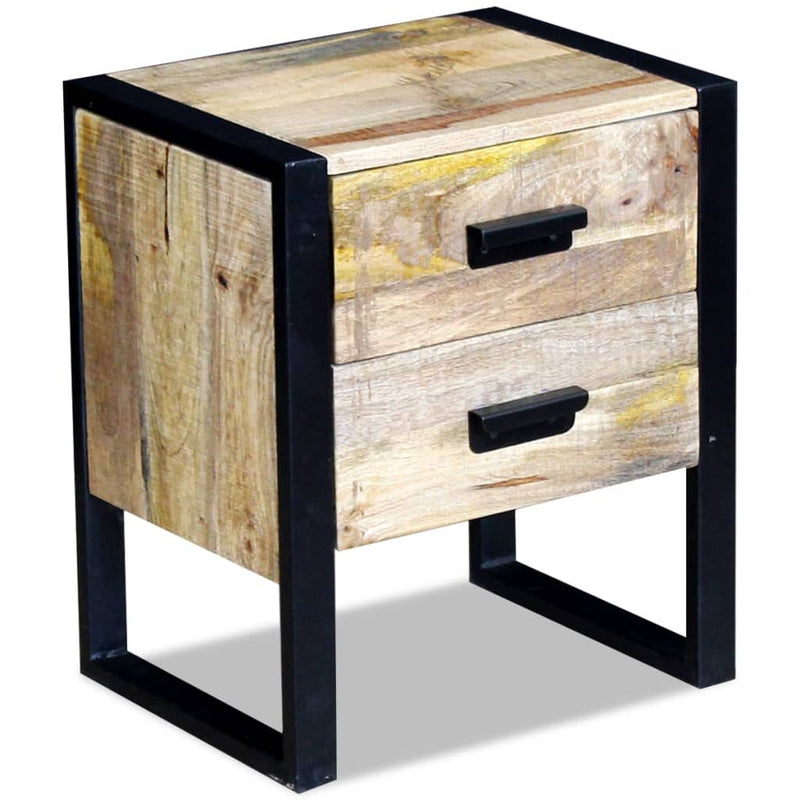 vidaXL 43x33x51 cm 2 fiókos tömör mangófa kis asztal