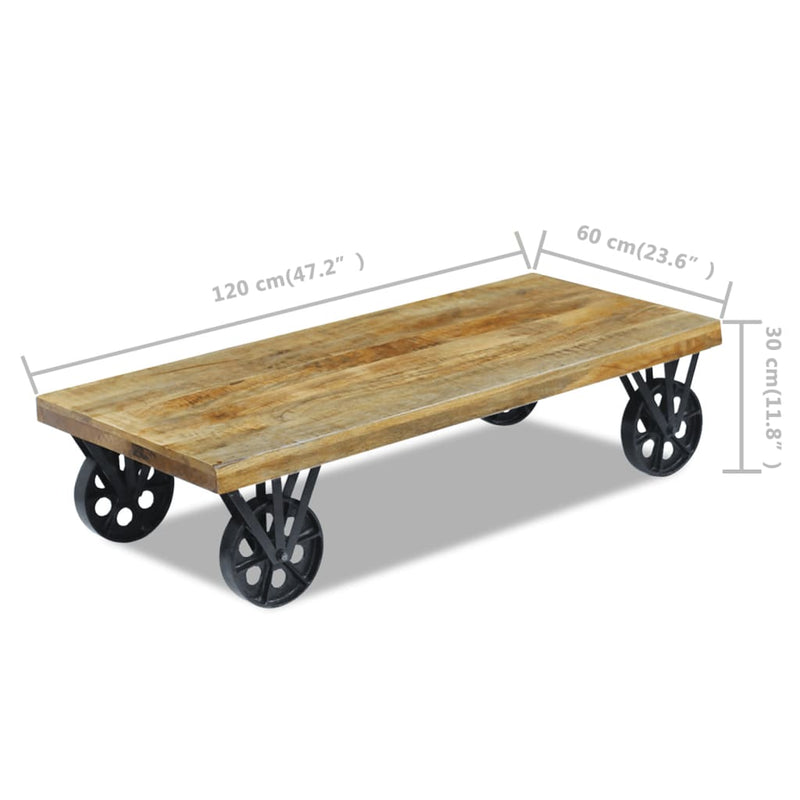 vidaXL 120x60x30 cm Tömör mangófa dohányzóasztal