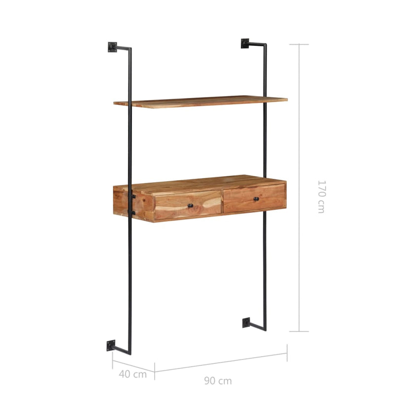 vidaXL tömör akácfa fali pult 90 x 40 x 170 cm