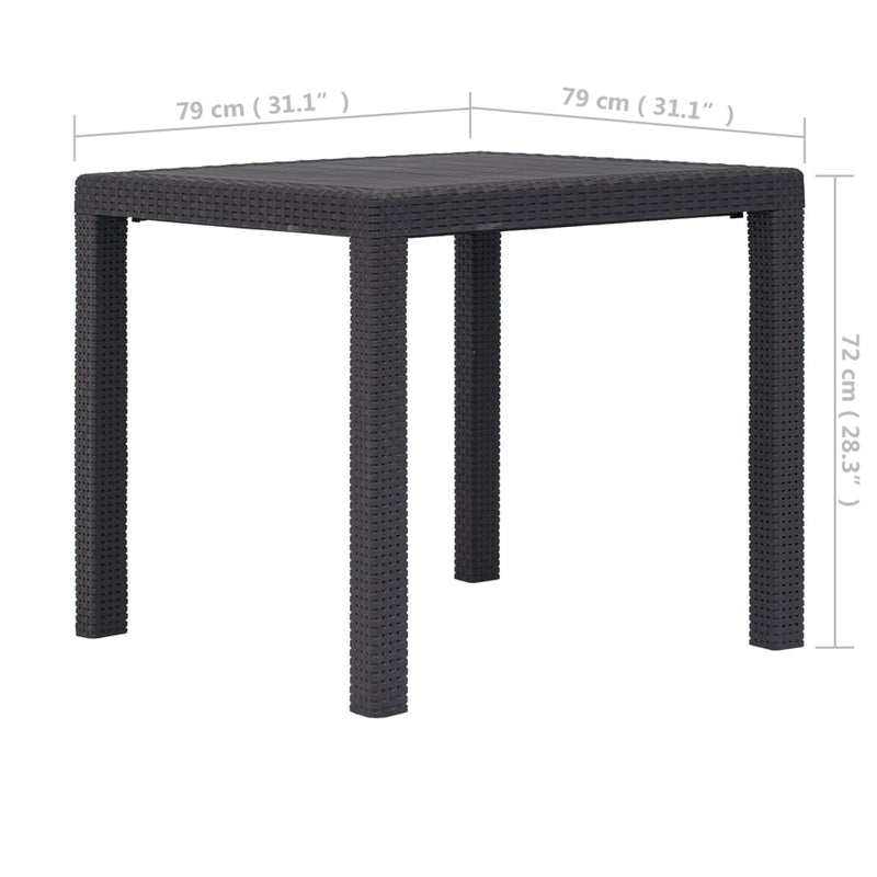 vidaXL barna rattan küllemű műanyag kerti asztal 79 x 79 x 72 cm