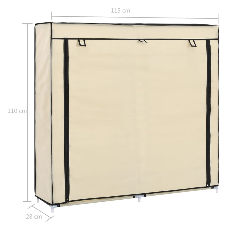 vidaXL krémszínű szövet cipőszekrény borítóval 115 x 28 x 110 cm