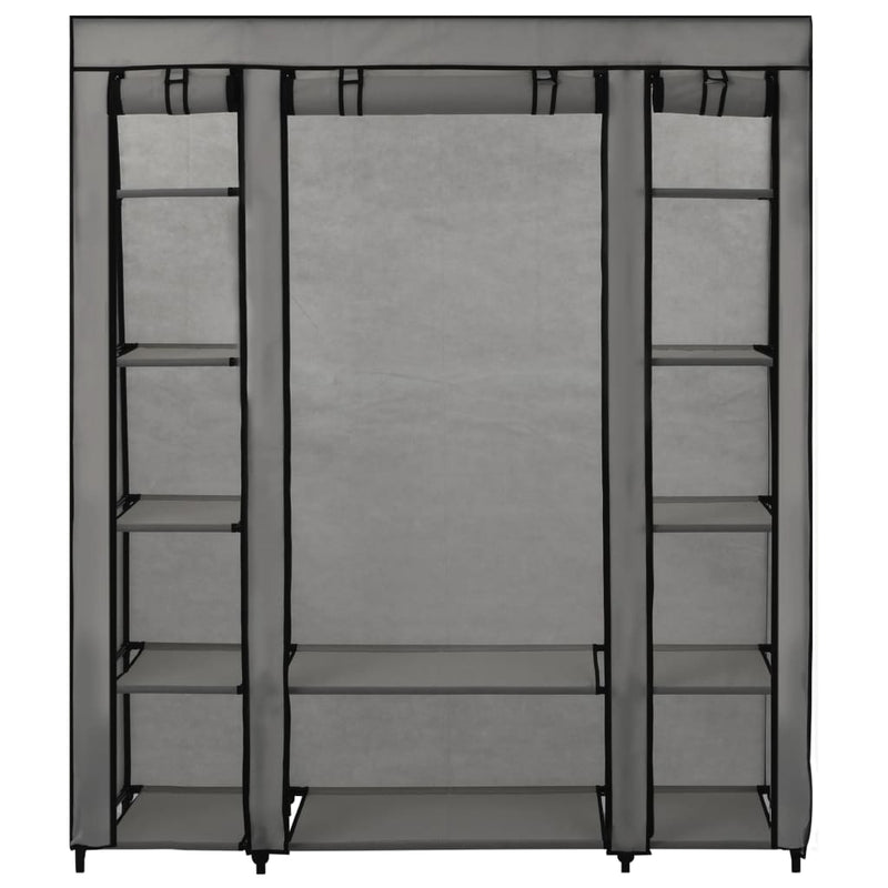 vidaXL szürke szövet ruhásszekrény tárolórekeszekkel 150 x 45 x 176 cm