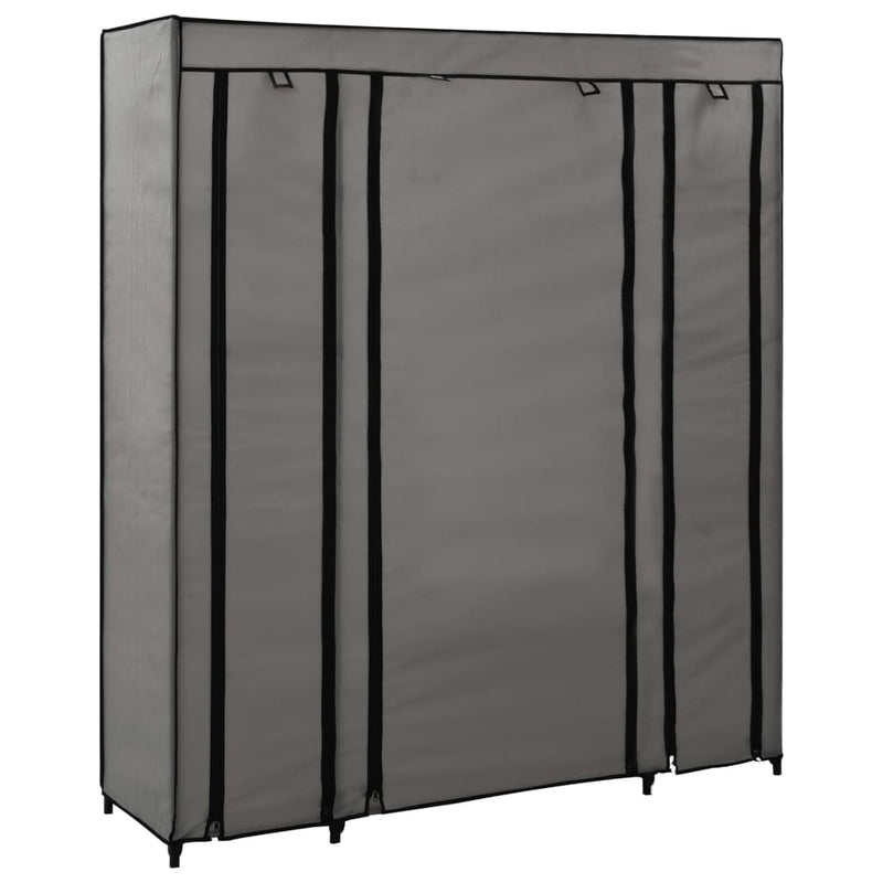 vidaXL szürke szövet ruhásszekrény tárolórekeszekkel 150 x 45 x 176 cm