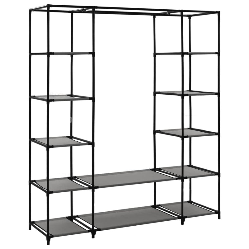 vidaXL szürke szövet ruhásszekrény tárolórekeszekkel 150 x 45 x 176 cm