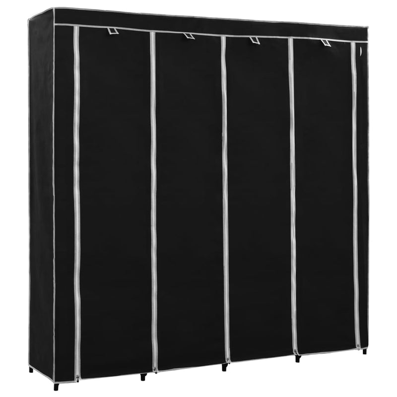 vidaXL fekete ruhásszekrény 4 tárolórekesszel 175 x 45 x 170 cm