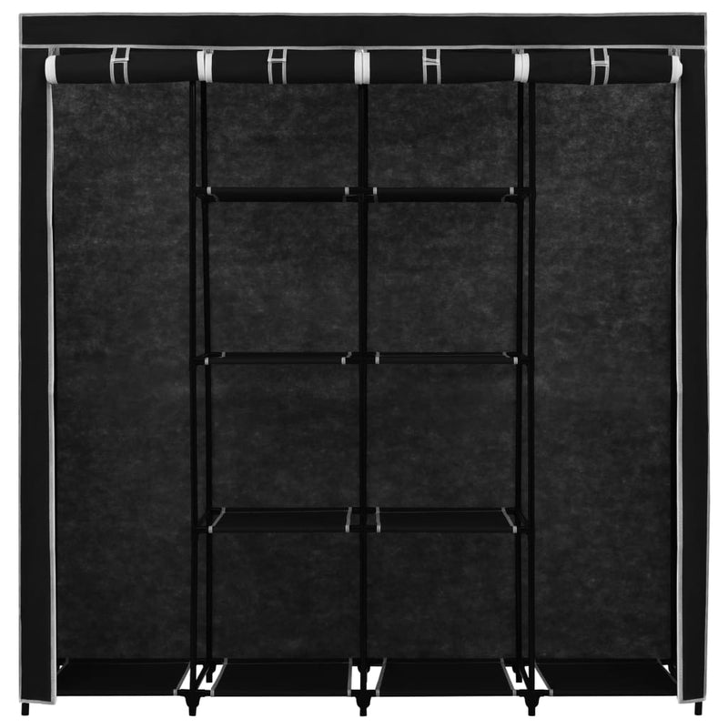 vidaXL fekete ruhásszekrény 4 tárolórekesszel 175 x 45 x 170 cm