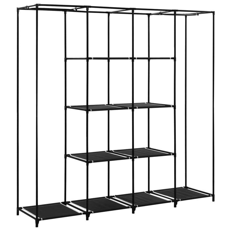 vidaXL fekete ruhásszekrény 4 tárolórekesszel 175 x 45 x 170 cm