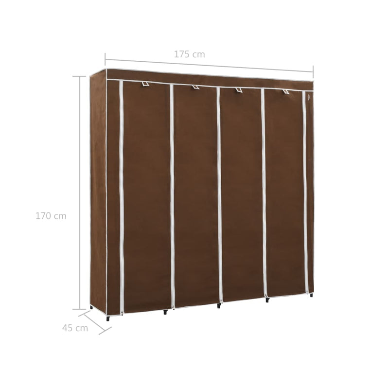 vidaXL barna ruhásszekrény 4 tárolórekesszel 175 x 45 x 170 cm