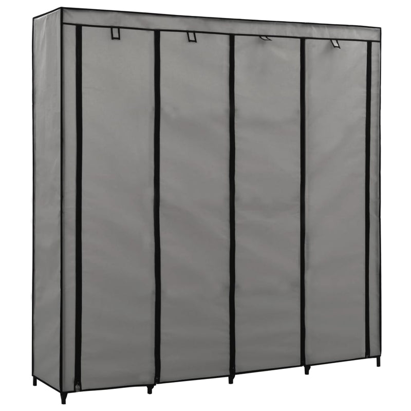 vidaXL szürke ruhásszekrény 4 tárolórekesszel 175 x 45 x 170 cm