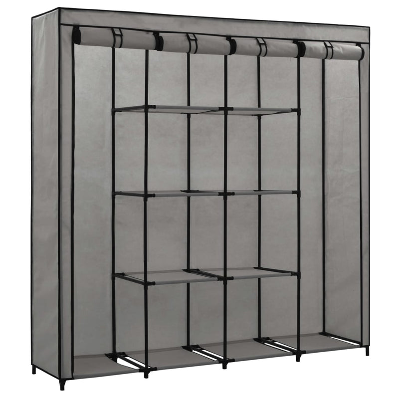 vidaXL szürke ruhásszekrény 4 tárolórekesszel 175 x 45 x 170 cm