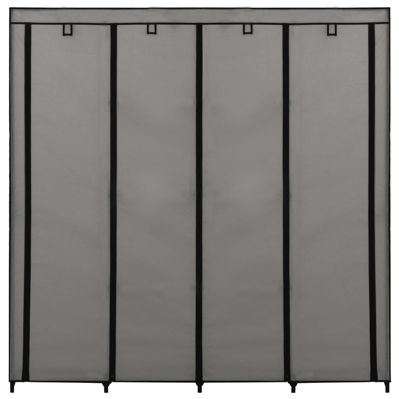 vidaXL szürke ruhásszekrény 4 tárolórekesszel 175 x 45 x 170 cm