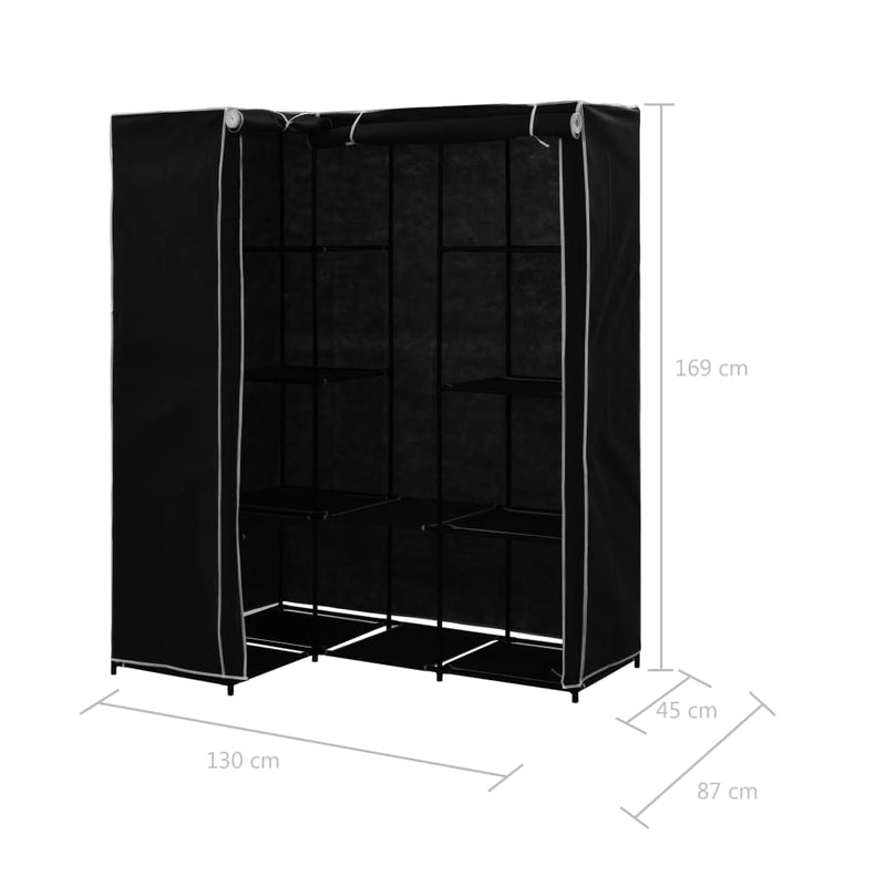vidaXL fekete sarokruhásszekrény 130 x 87 x 169 cm
