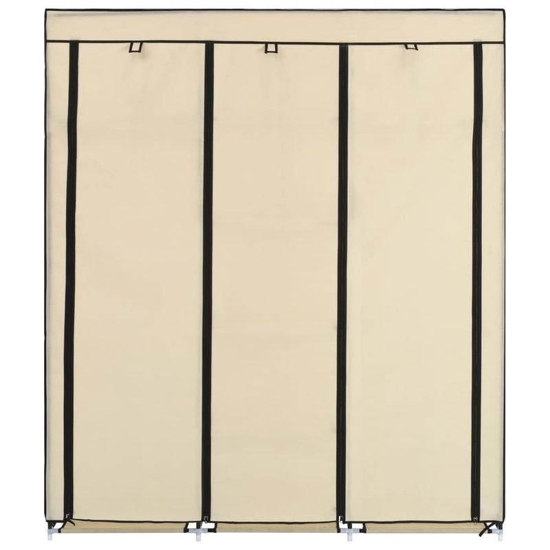 vidaXL krém szövet ruhásszekrény rekeszekkel és rudakkal 150x45x175 cm