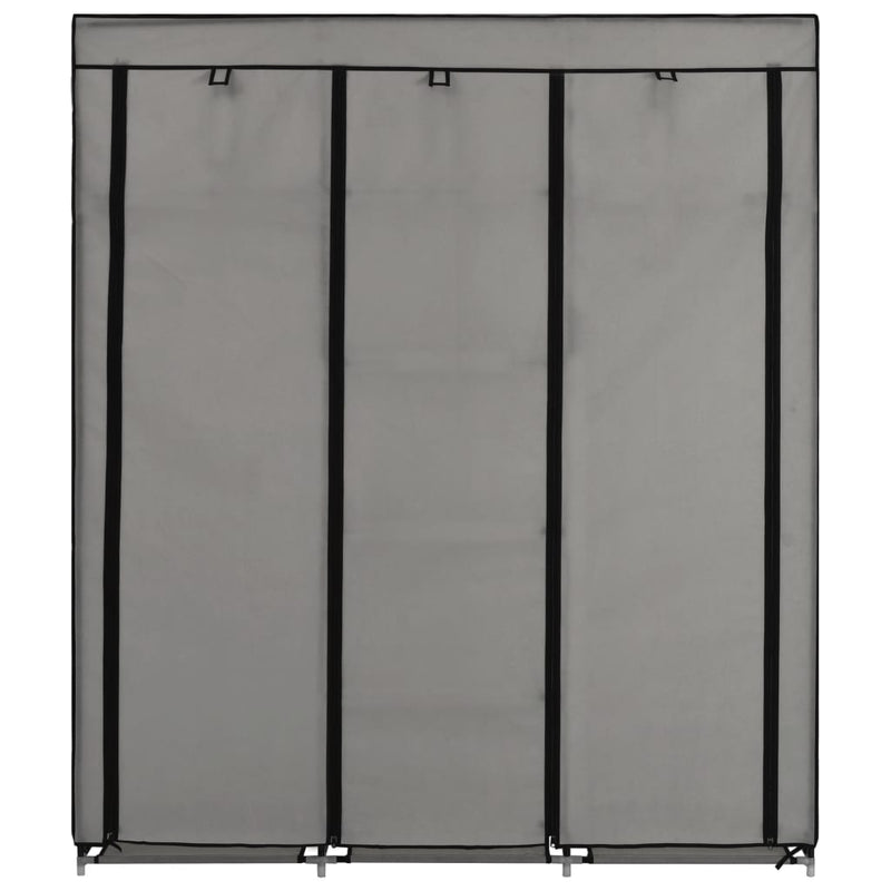 vidaXL szürke szövet ruhaszekrény rekeszekkel és rudakkal 150x45x175cm