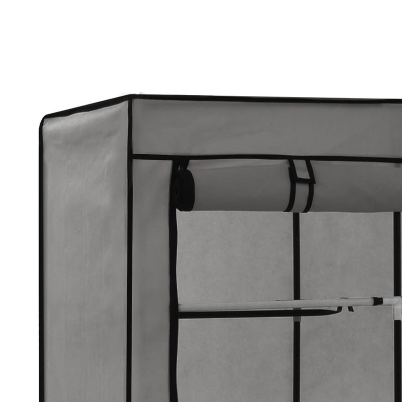 vidaXL szürke szövet ruhaszekrény rekeszekkel és rudakkal 150x45x175cm