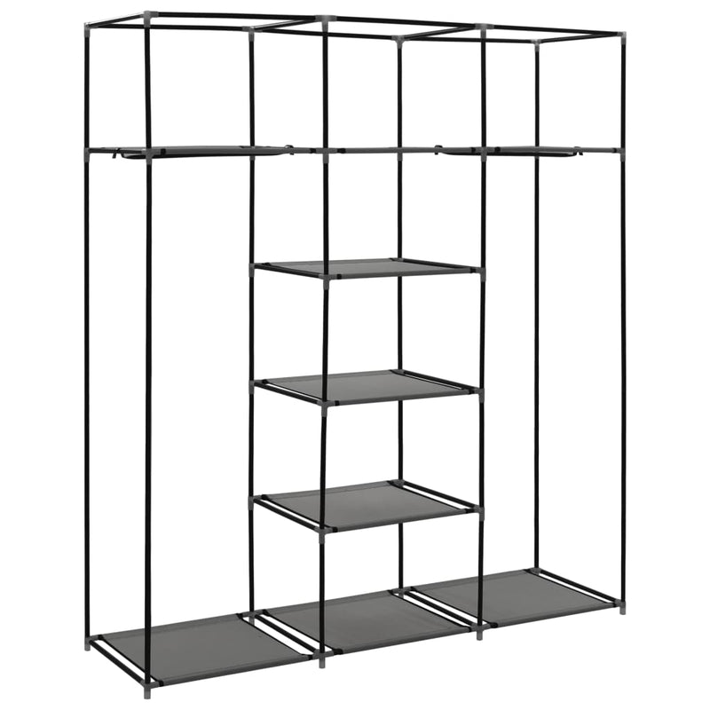 vidaXL szürke szövet ruhaszekrény rekeszekkel és rudakkal 150x45x175cm
