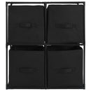 vidaXL acél tárolószekrény 4 db fekete szövetkosárral 63 x 30 x 71 cm