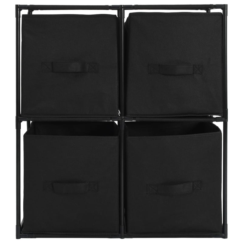 vidaXL acél tárolószekrény 4 db fekete szövetkosárral 63 x 30 x 71 cm