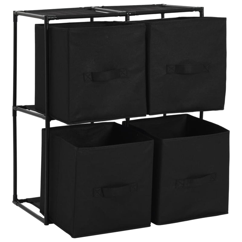 vidaXL acél tárolószekrény 4 db fekete szövetkosárral 63 x 30 x 71 cm