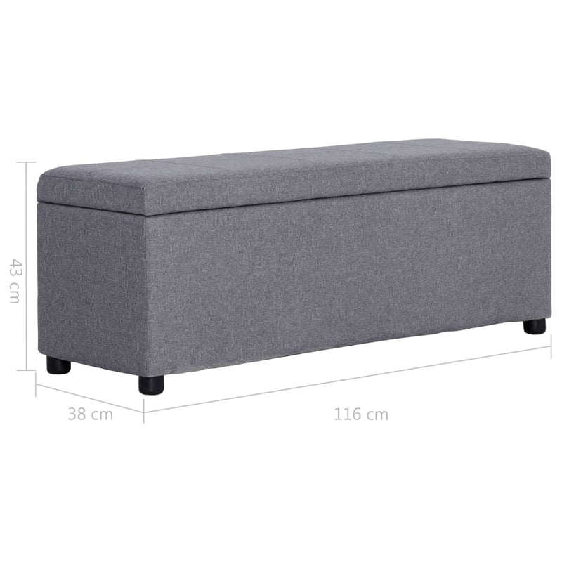 vidaXL világosszürke poliészter pad tárolórekesszel 116 cm