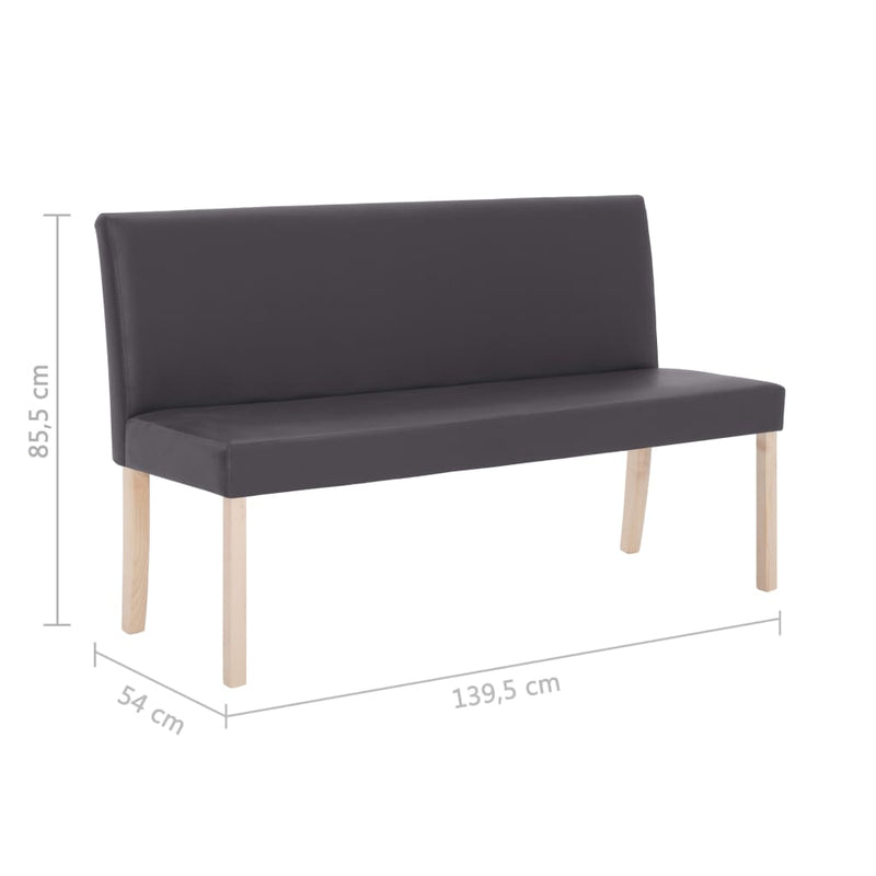 vidaXL szürke műbőr pad 139,5 cm