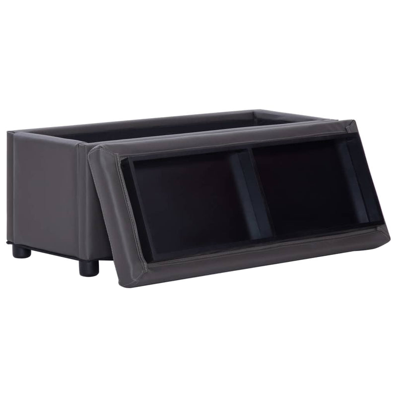 vidaXL szürke műbőr tárolózsámoly 87,5 cm