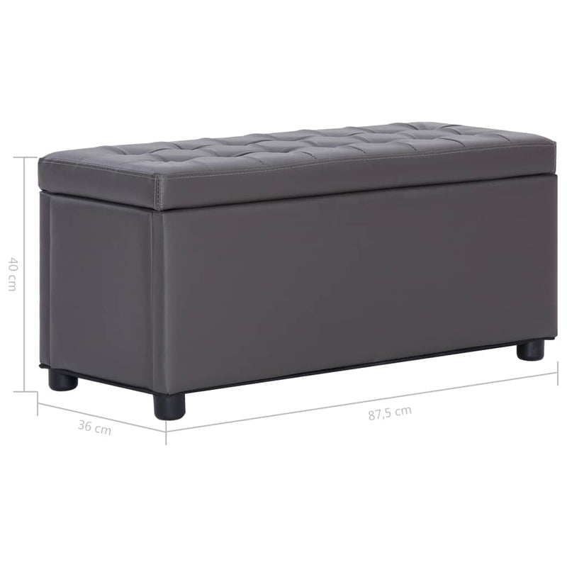 vidaXL szürke műbőr tárolózsámoly 87,5 cm