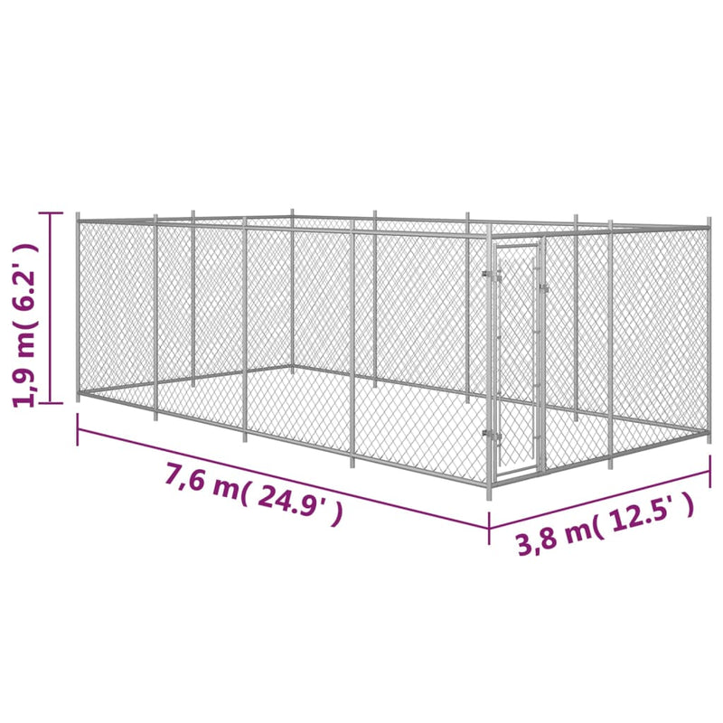 vidaXL kültéri kutyakennel 7,6 x 3,8 x 1,9 m