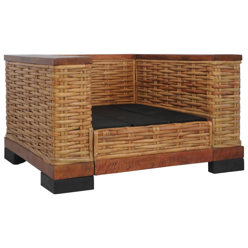 vidaXL barna természetes rattan fotel párnával