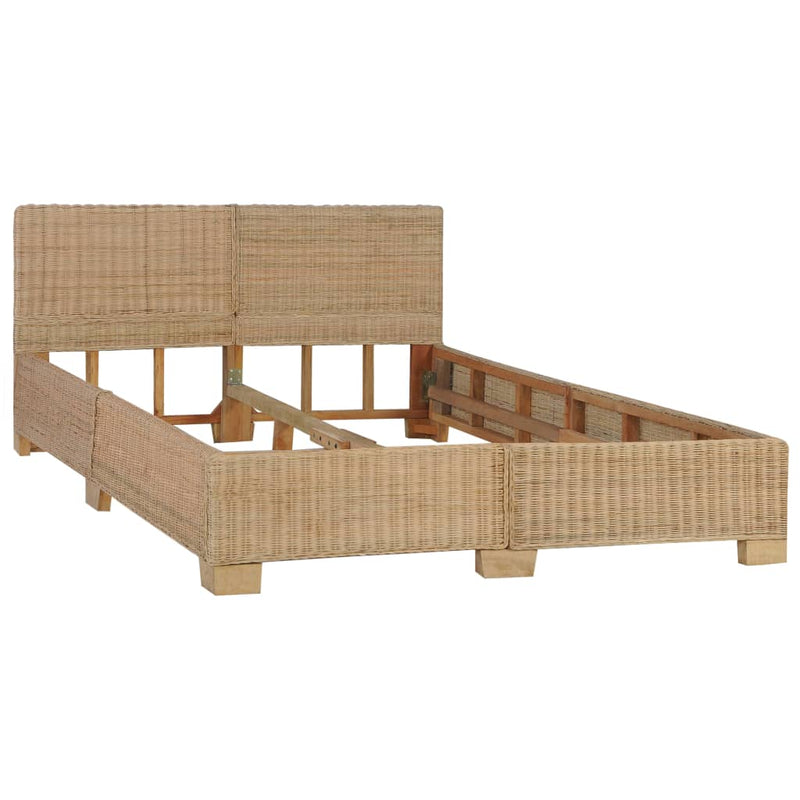 vidaXL kézzel font valódi rattan ágykeret 140 x 200 cm