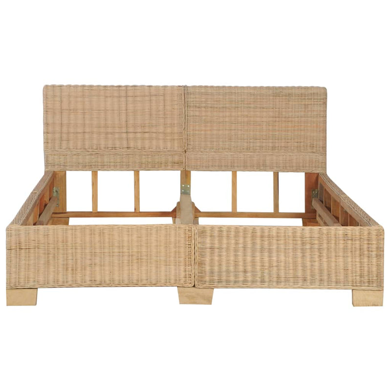 vidaXL kézzel font valódi rattan ágykeret 140 x 200 cm