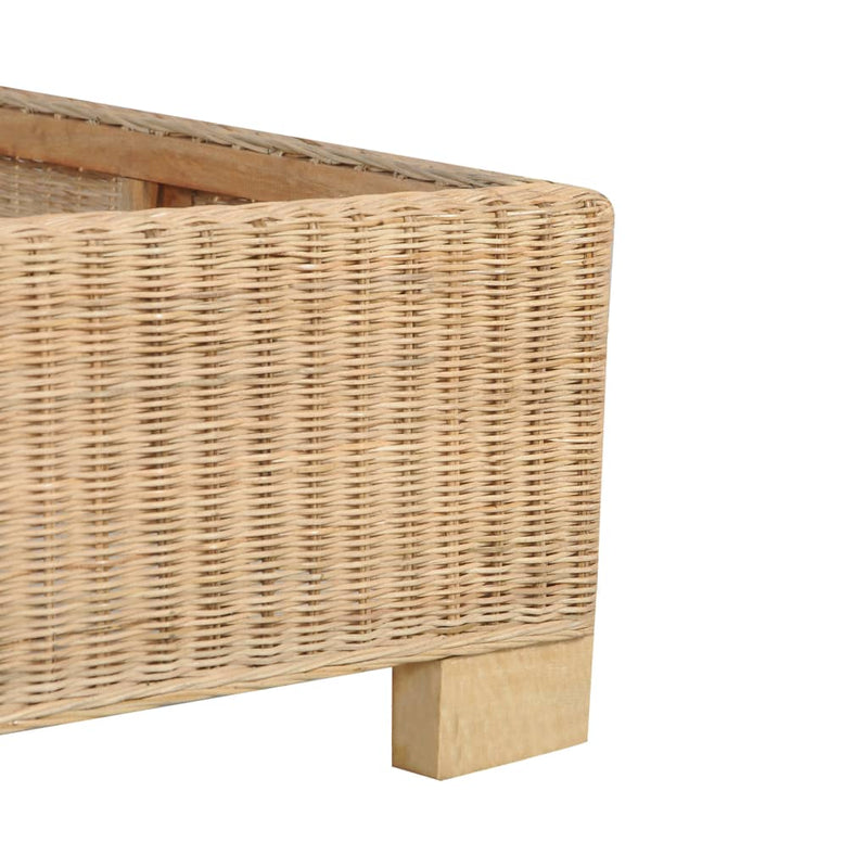 vidaXL kézzel font valódi rattan ágykeret 140 x 200 cm