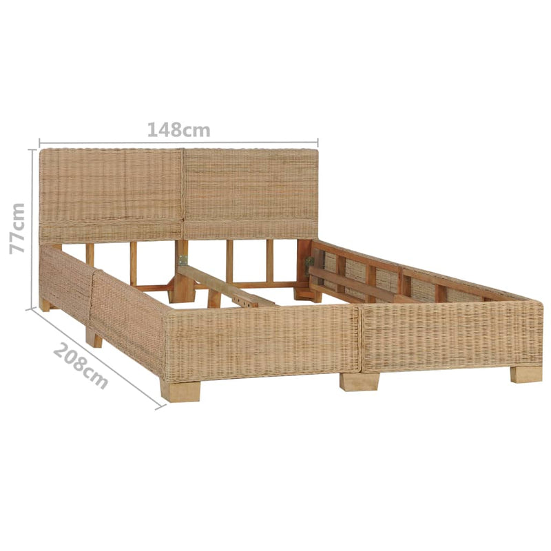 vidaXL kézzel font valódi rattan ágykeret 140 x 200 cm