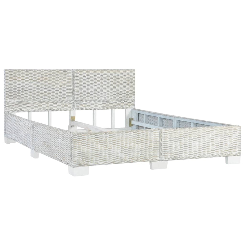 vidaXL szürke természetes rattan ágykeret 140 x 200 cm