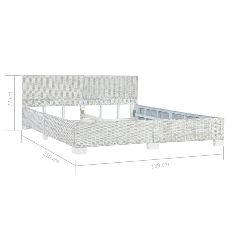 vidaXL szürke természetes rattan ágykeret 180 x 200 cm