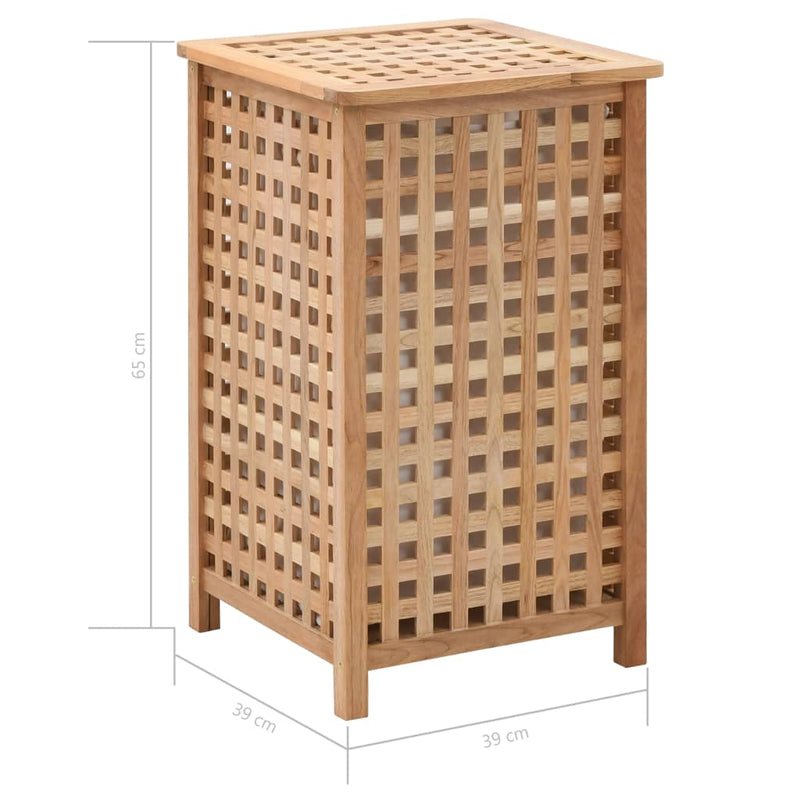 vidaXL tömör diófa szennyeskosár 39 x 39 x 65 cm