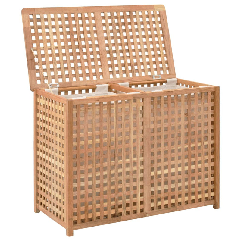 vidaXL tömör diófa szennyeskosár 87,5 x 46 x 67 cm