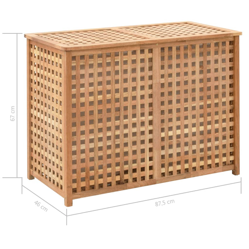 vidaXL tömör diófa szennyeskosár 87,5 x 46 x 67 cm