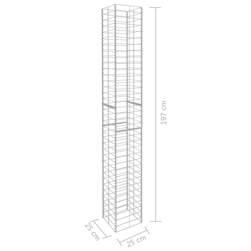 vidaXL 3 darab horganyzott acél gabion kosár 25 x 25 x 197 cm