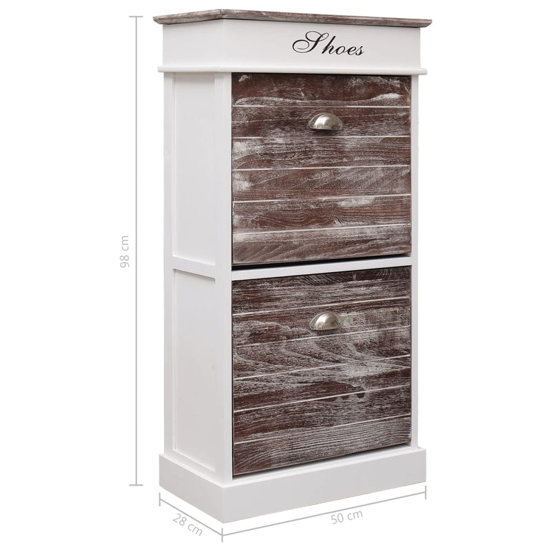 vidaXL barna császárfa cipőszekrény 50 x 28 x 98 cm