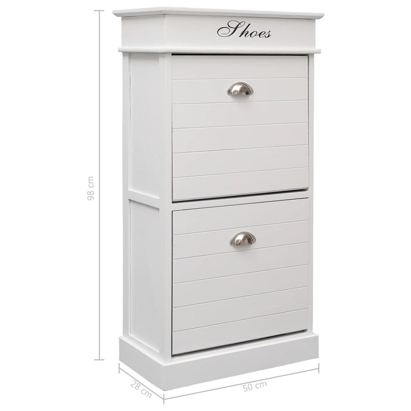 vidaXL fehér császárfa cipőszekrény 50 x 28 x 98 cm