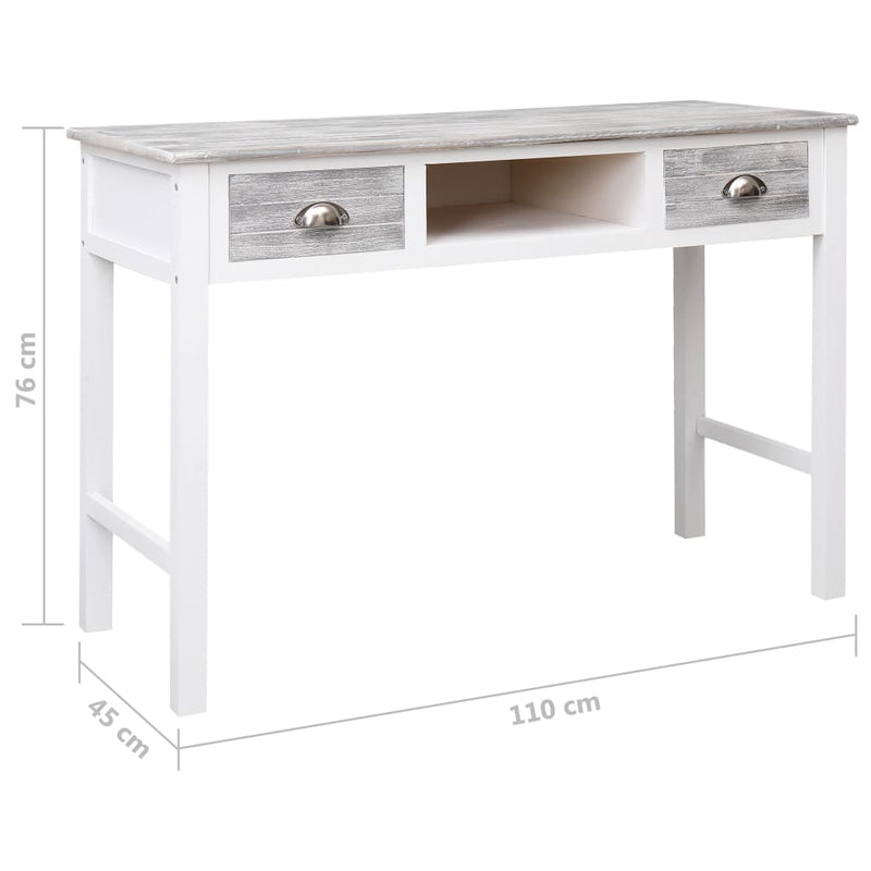 vidaXL szürke fa íróasztal 110 x 45 x 76 cm