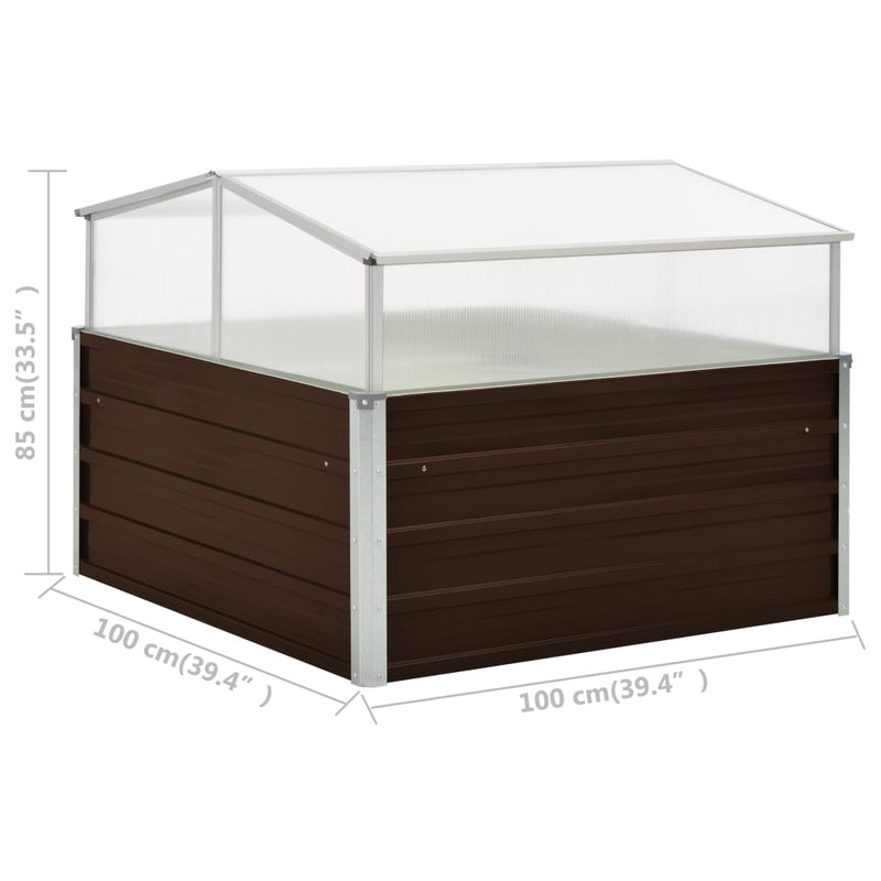 vidaXL barna melegház horganyzott acélból 100 x 100 x 85 cm