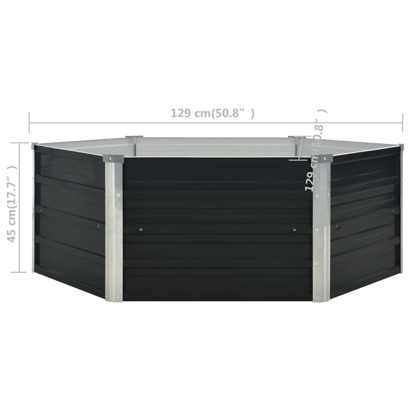 vidaXL antracitszürke horganyzott acél kerti magaságyás 129x129x45 cm