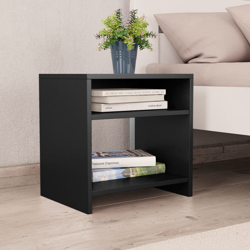 vidaXL 2 db fekete szerelt fa éjjeliszekrény 40 x 30 x 40 cm