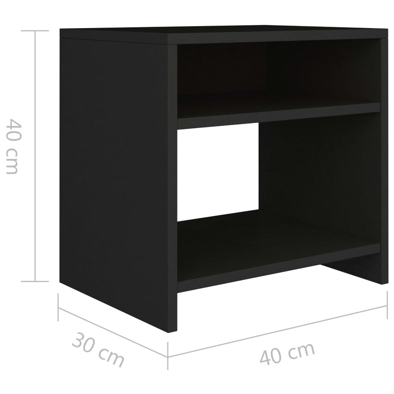 vidaXL 2 db fekete szerelt fa éjjeliszekrény 40 x 30 x 40 cm