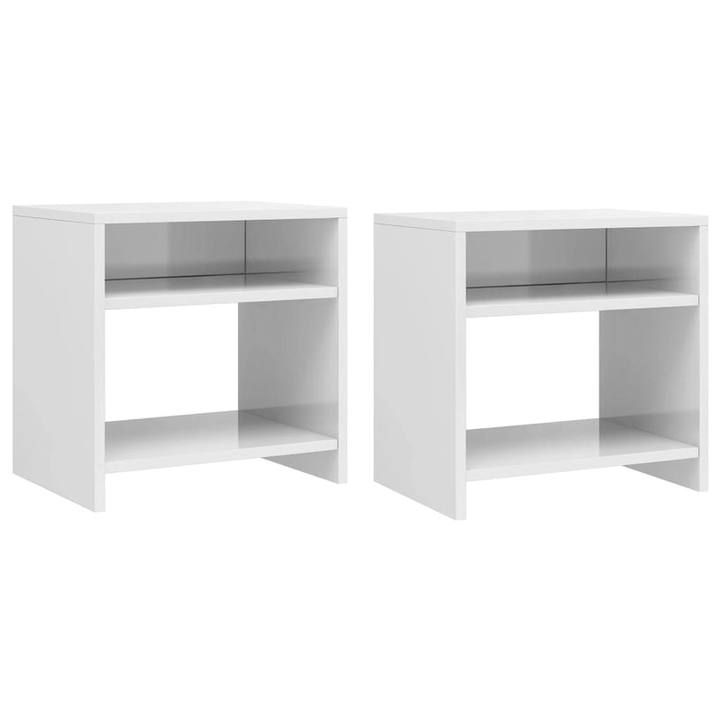 vidaXL 2 db magasfényű fehér szerelt fa éjjeliszekrény 40 x 30 x 40 cm