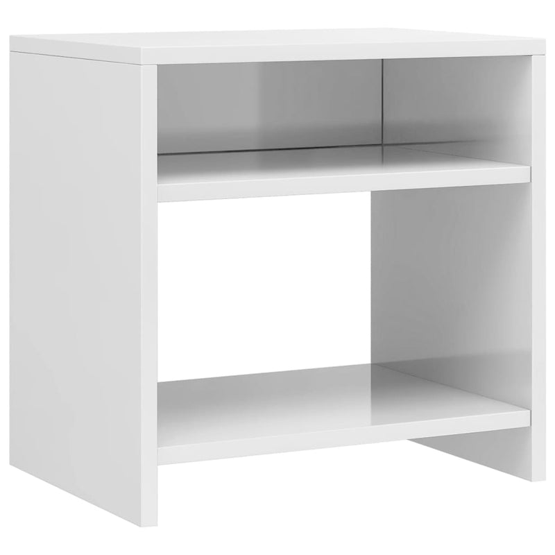 vidaXL 2 db magasfényű fehér szerelt fa éjjeliszekrény 40 x 30 x 40 cm