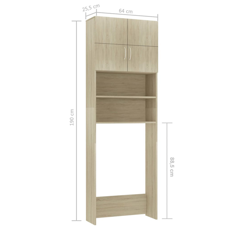 vidaXL sonoma tölgy színű szerelt fa mosógépszekrény 64x25,5x190 cm